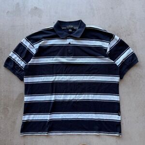 CalTop Polo Shirt Mens 3XL Navy Blue Good Striped Short Sleeve Pique Knit Casual